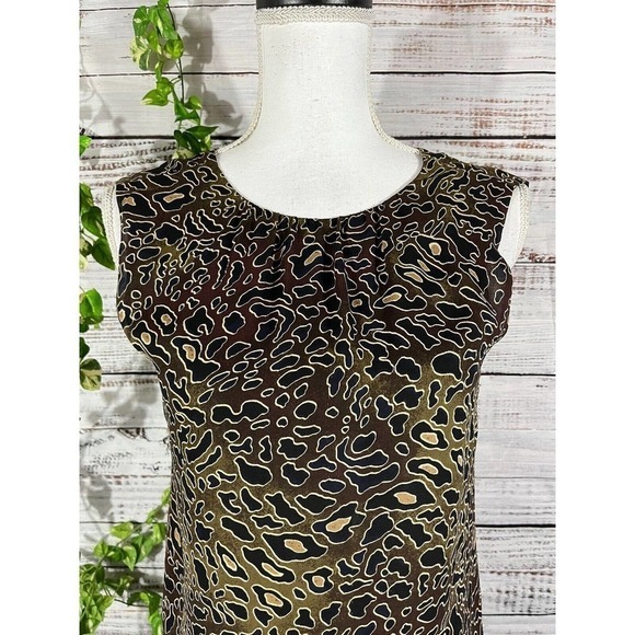 Tory Burch Blouse Tank size 2 Black Brown Cheetah Animal Sheer Cocktail Wedding - Picture 2 of 10